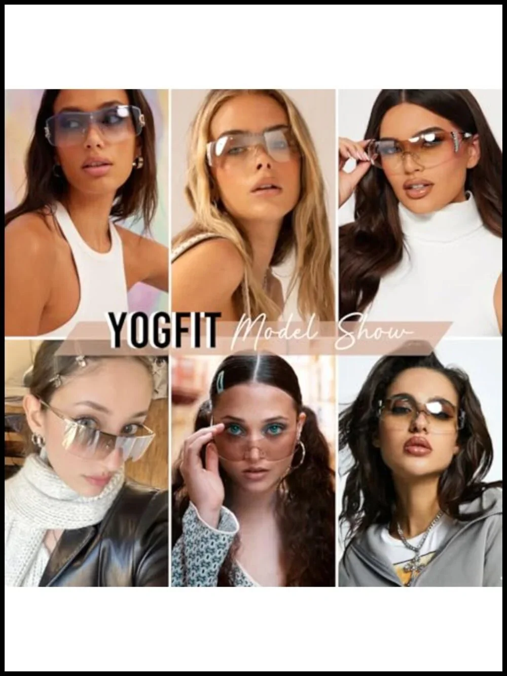Rimless Wrap Around Sunglasses UV400 Protection Futuristic Y2K